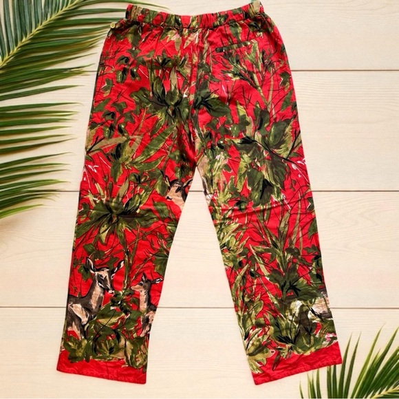 LILKA Anthropologie Doting Deer Red Green Jungle Lounge Pants - Size S - Picture 6 of 15